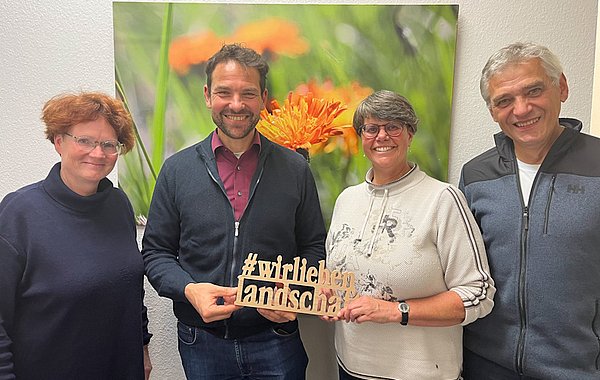 Besuch in der Bundesgeschäftsstelle in Ansbach (vlnr.) Sabine Stein-Hohberg, Martin Stümpfig MdL, Beate Krettinger, Dr. Jürgen Metzner ©DVL