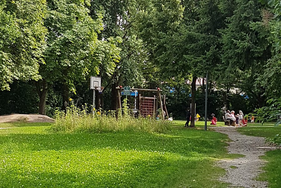 Blühstreifen vor Park