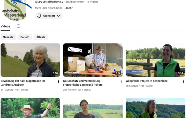 Screenshot eines YouTube-Kanals