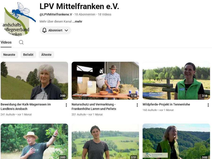 Screenshot eines YouTube-Kanals